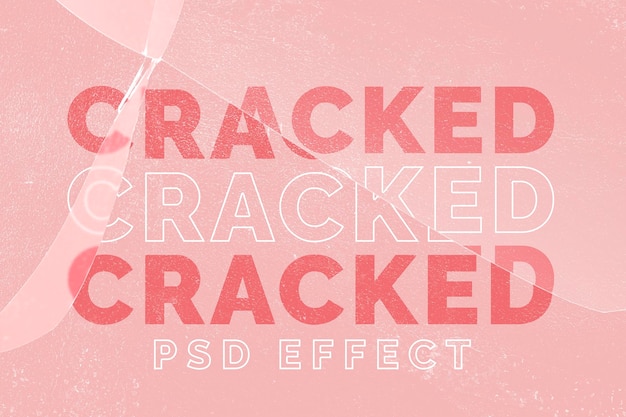 Bezpłatny plik PSD pęknięty szklany efekt psd makieta na różowym tle