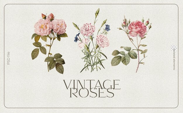 Piękna kompozycja kolażowa z vintage kwiatami