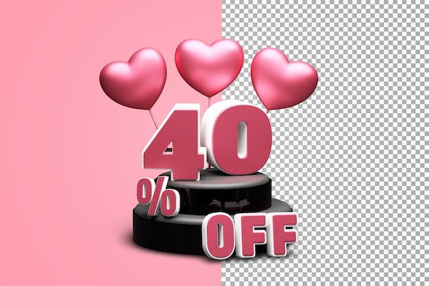 Piękny 40-procentowy render 3d wyizolowany z ornamentem miłości