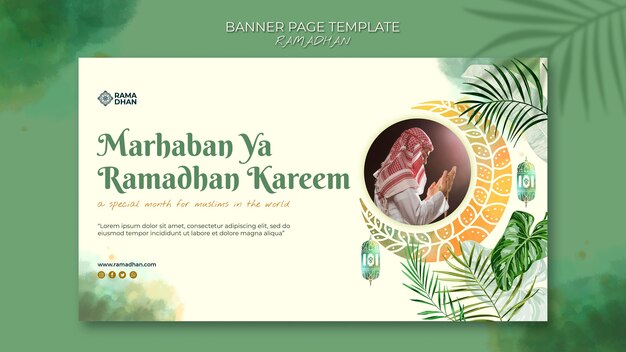 Piękny poziomy baner ramadan szablon