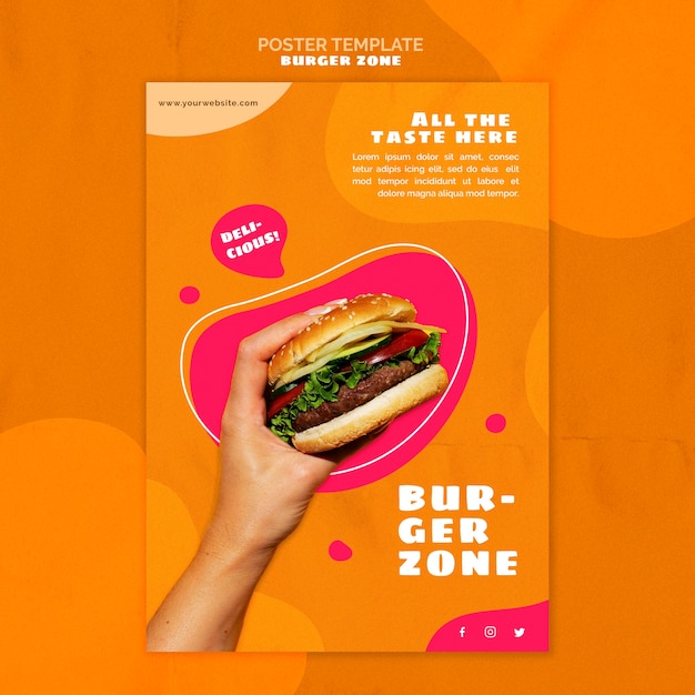 Bezpłatny plik PSD pionowy plakat do restauracji z burgerami