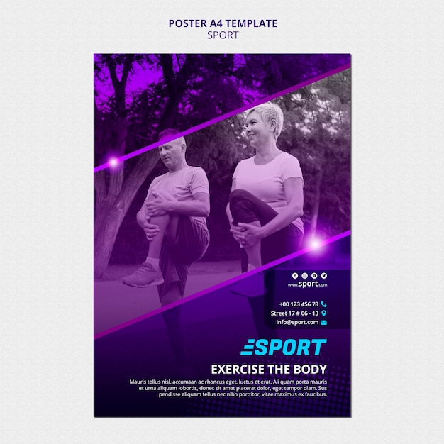 Bezpłatny plik PSD pionowy plakat do zajęć sportowych