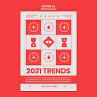 Bezpłatny plik PSD pionowy plakat przedstawiający przegląd noworoczny i trendy
