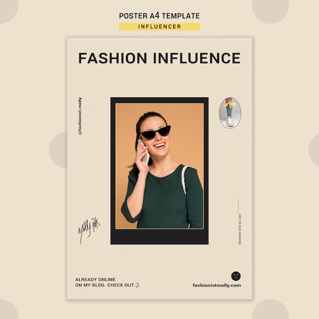Bezpłatny plik PSD pionowy szablon plakatu dla influencerów mody w mediach społecznościowych