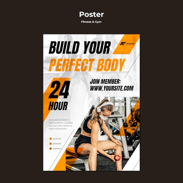Bezpłatny plik PSD pionowy szablon plakatu do ćwiczeń na siłowni podczas pandemii