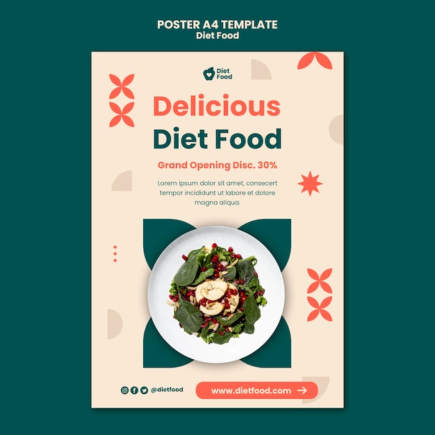 Pionowy szablon plakatu do żywności dietetycznej