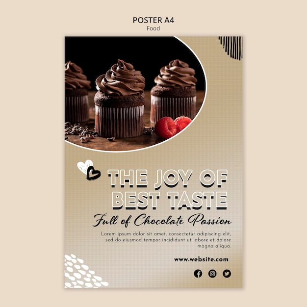 Bezpłatny plik PSD pionowy szablon plakatu na czekoladowe słodycze