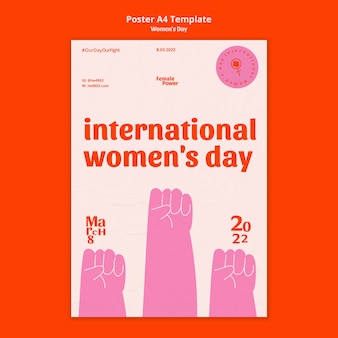 Pionowy szablon plakatu na międzynarodowy dzień kobiet