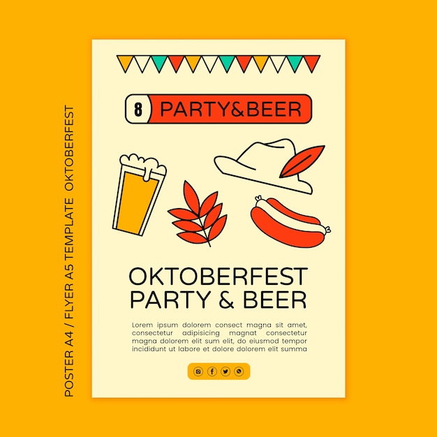 Pionowy Szablon Plakatu Na Obchody Festiwalu Piwa Oktoberfest