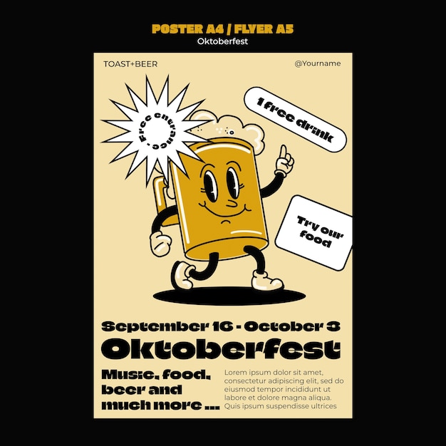 Bezpłatny plik PSD pionowy szablon plakatu na obchody festiwalu piwa oktoberfest