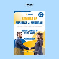 Pionowy szablon plakatu na seminarium biznesowe i finansowe