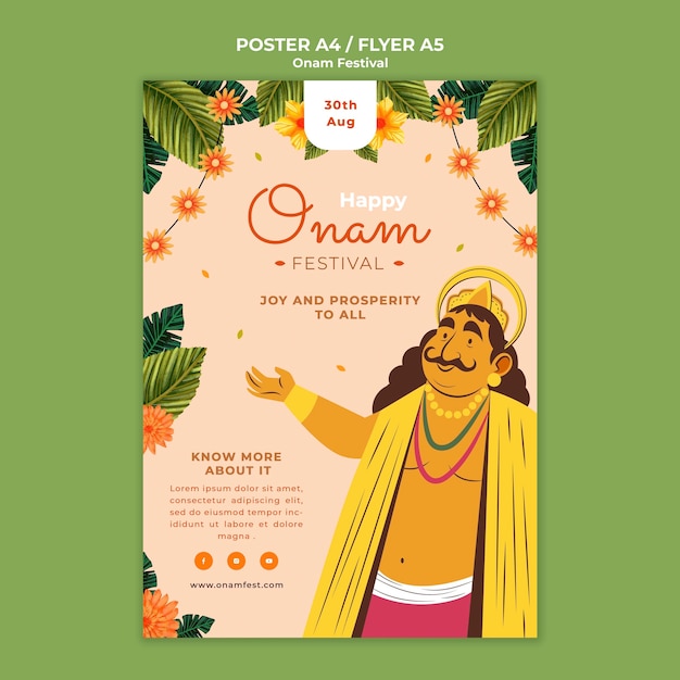 Pionowy Szablon Plakatu Na Uroczystość Onam