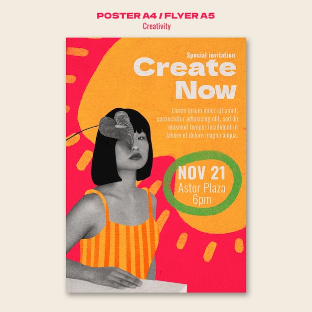 Bezpłatny plik PSD pionowy szablon plakatu na wydarzenie kreatywne