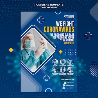Pionowy szablon plakatu zwiększający świadomość koronawirusa