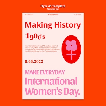 Pionowy szablon ulotki na międzynarodowy dzień kobiet