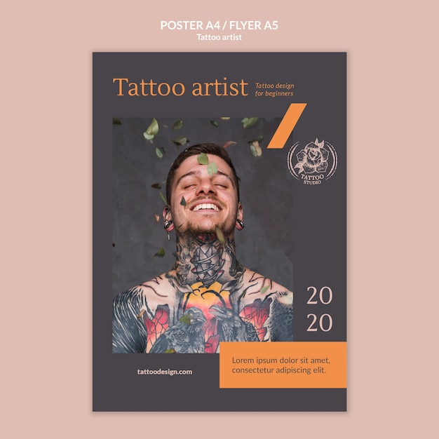 Bezpłatny plik PSD plakat dla tatuażysty