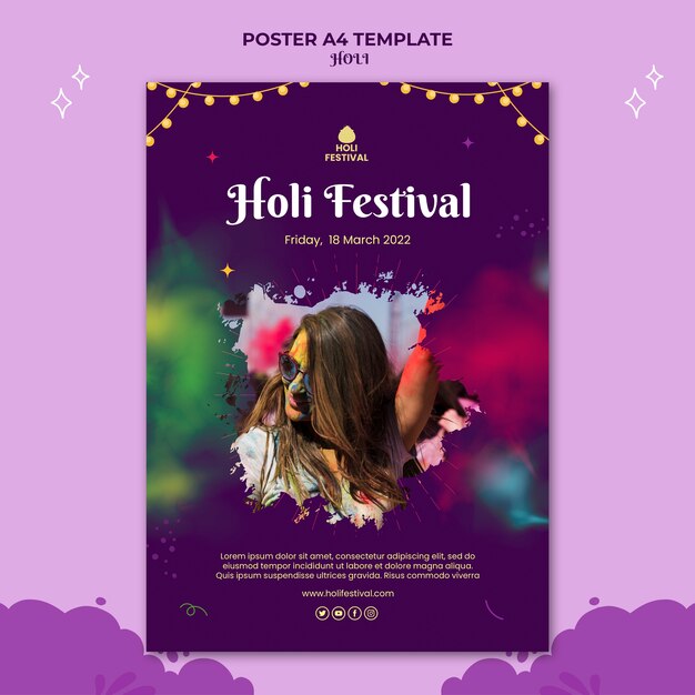 Plakat festiwalu Holi lub szablon ulotki