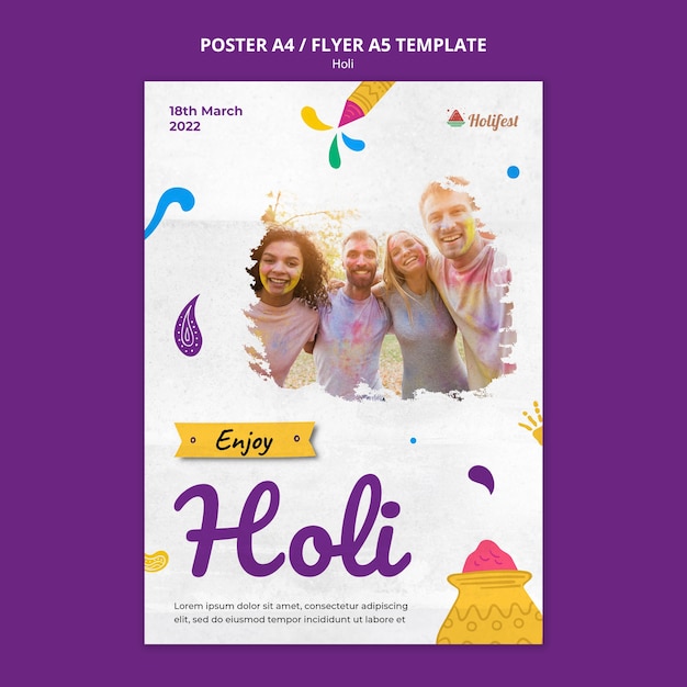 Bezpłatny plik PSD plakat festiwalu szczęśliwy holi