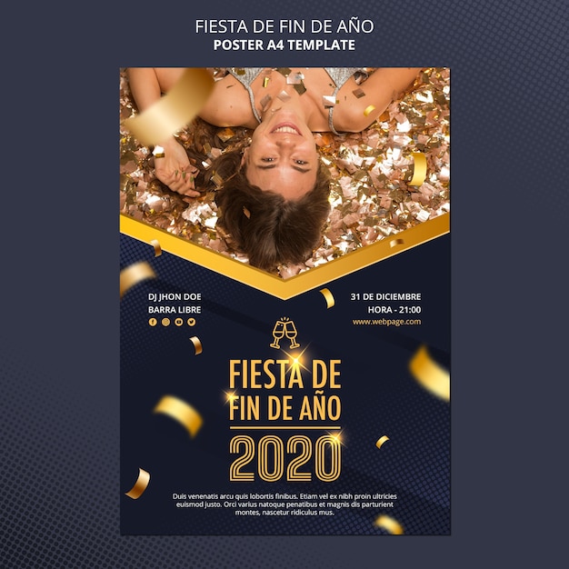 Bezpłatny plik PSD plakat fiesta de fin de ano 2020