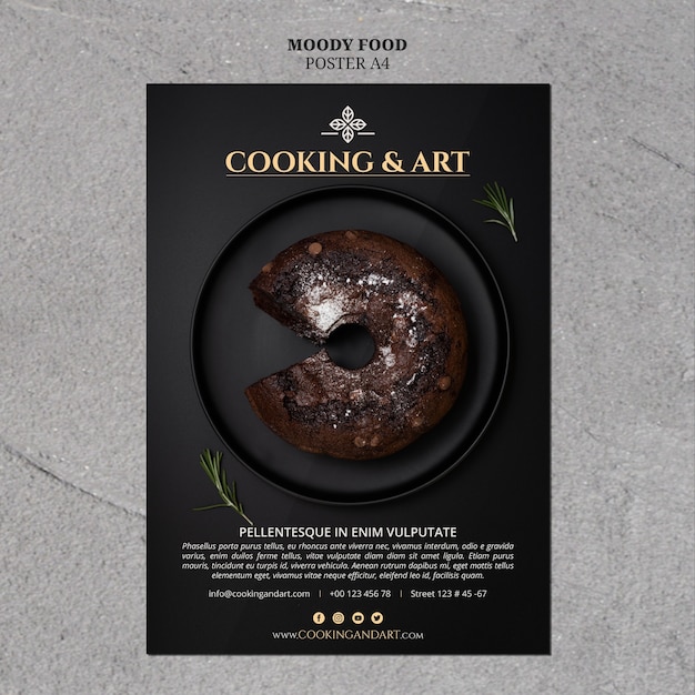 Bezpłatny plik PSD plakat gotowania i sztuki