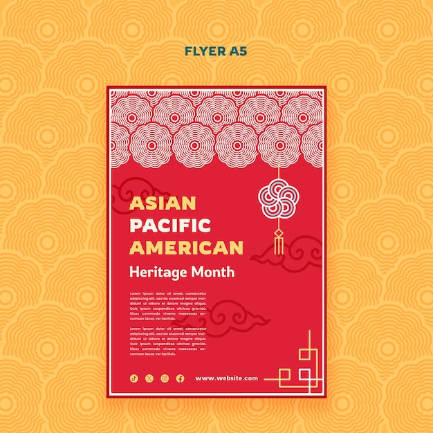 Bezpłatny plik PSD plakat miesiąca dziedzictwa azji, pacyfiku i ameryki