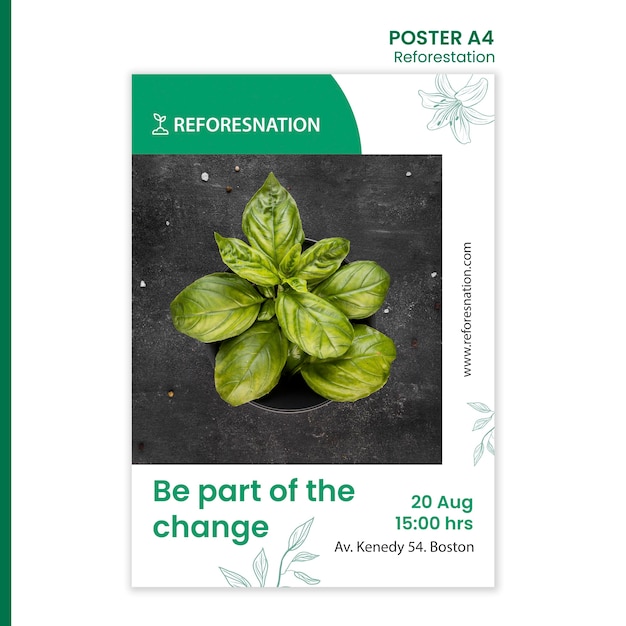 Bezpłatny plik PSD plakat reklama dotycząca ponownego zalesiania