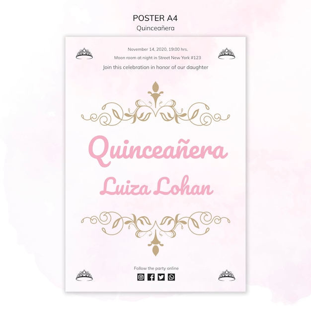 Plakat Szablon Party Quinceanera