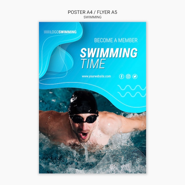 Plakat szablon z koncepcją pływania