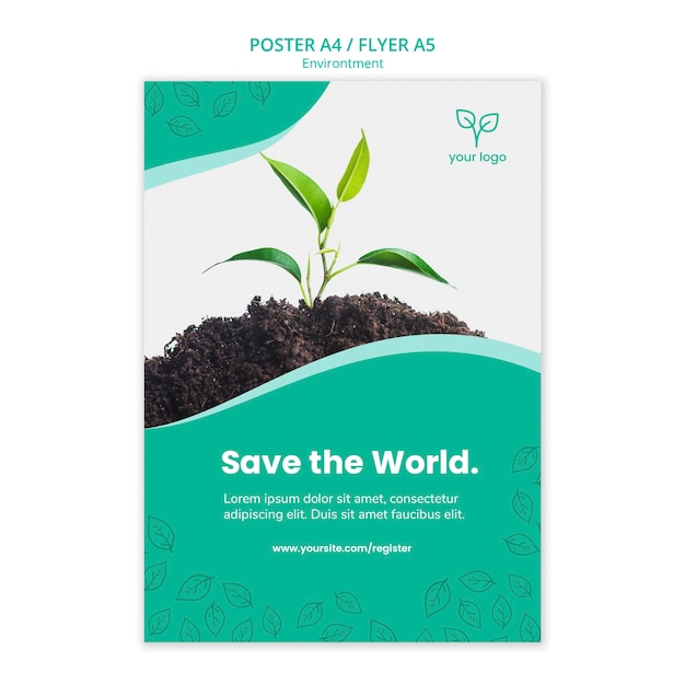 Bezpłatny plik PSD plakat szablon z koncepcją środowiska