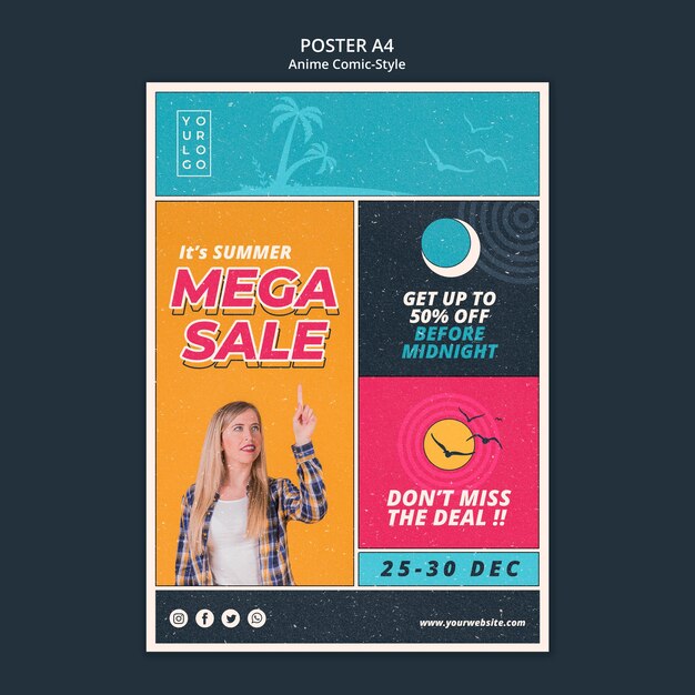 Plakat szablonu letniej sprzedaży