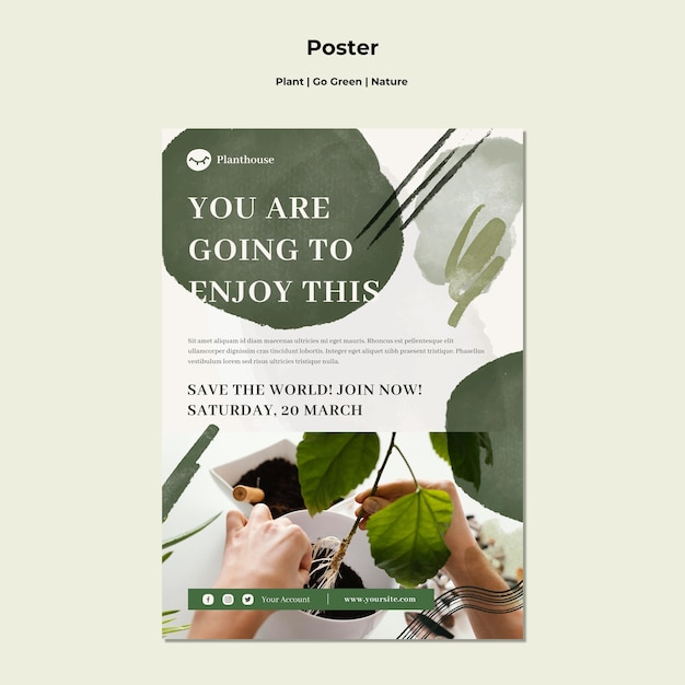 Plakat z zielonymi roślinami