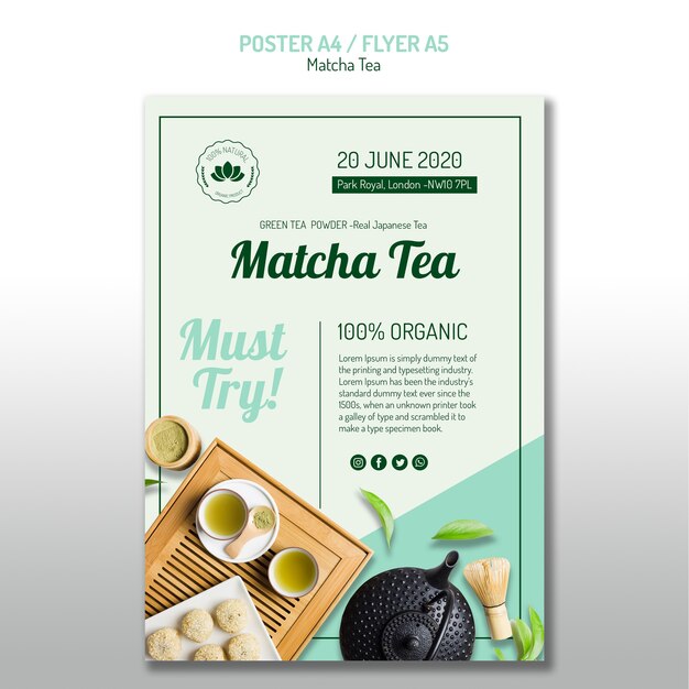 Plakat zdrowej herbaty matcha
