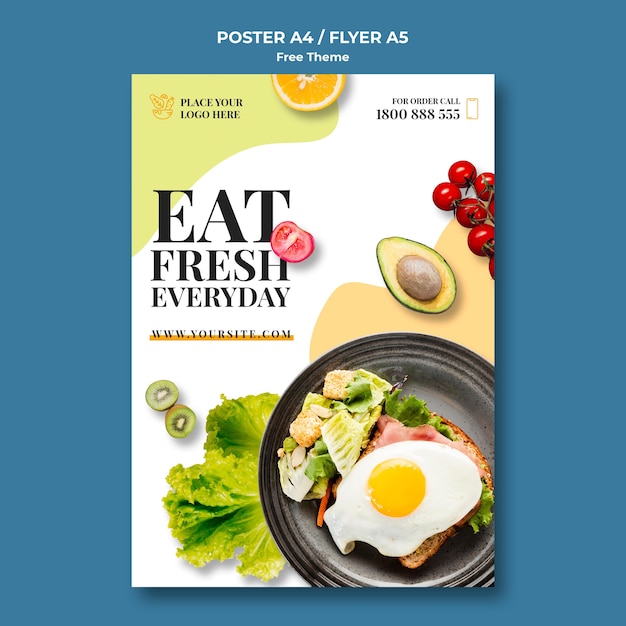 Bezpłatny plik PSD plakat zdrowej żywności