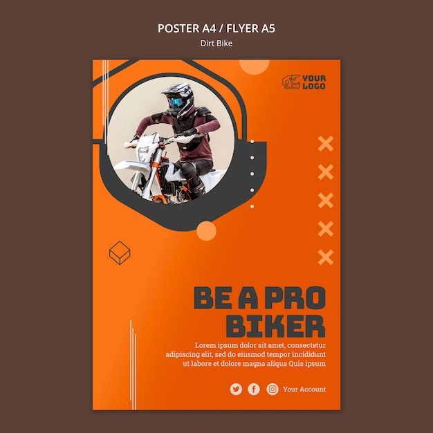 Bezpłatny plik PSD plakatowy szablon reklamy dirt bike