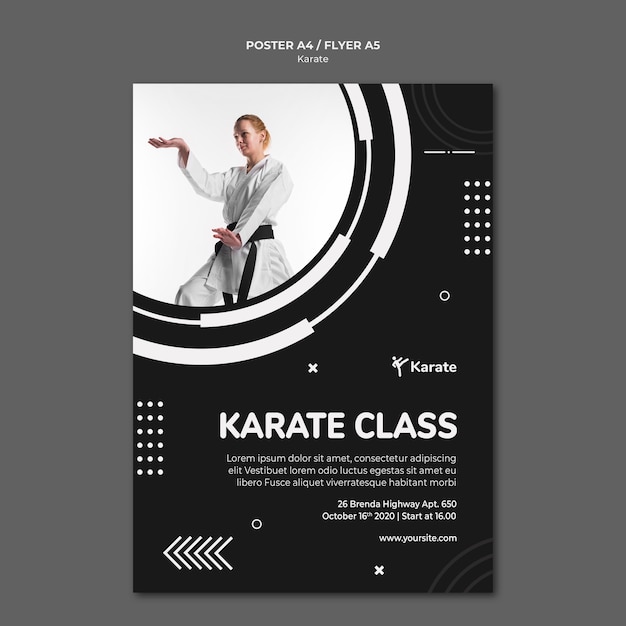 Bezpłatny plik PSD plakatowy szablon reklamy klasy karate