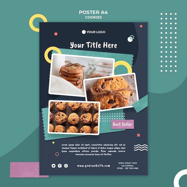 Bezpłatny plik PSD plakatowy szablon sklepu z ciasteczkami