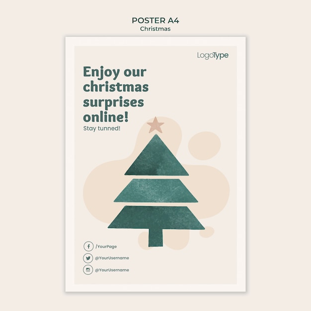 Bezpłatny plik PSD plakatowy szablon świątecznych zakupów online