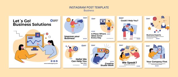 Płaska konstrukcja biznesowa szablon postu na instagramie
