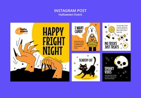 Bezpłatny plik PSD płaska konstrukcja halloween celebracja post na instagramie