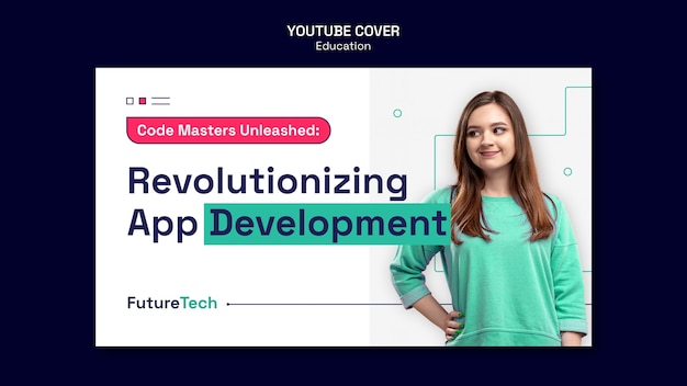 Płaska konstrukcja koncepcja edukacji okładka youtube