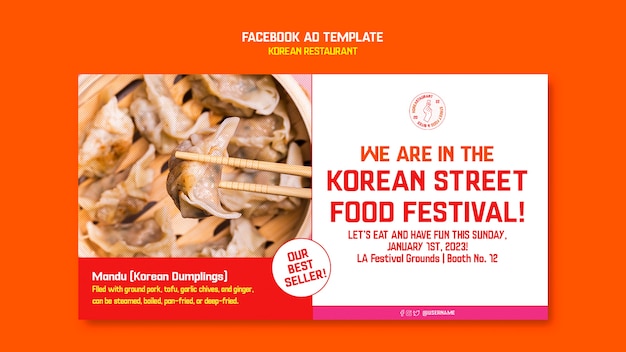 Bezpłatny plik PSD płaska konstrukcja koreańskiej restauracji szablon