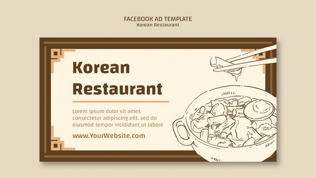 Płaska konstrukcja koreańskiej restauracji szablon
