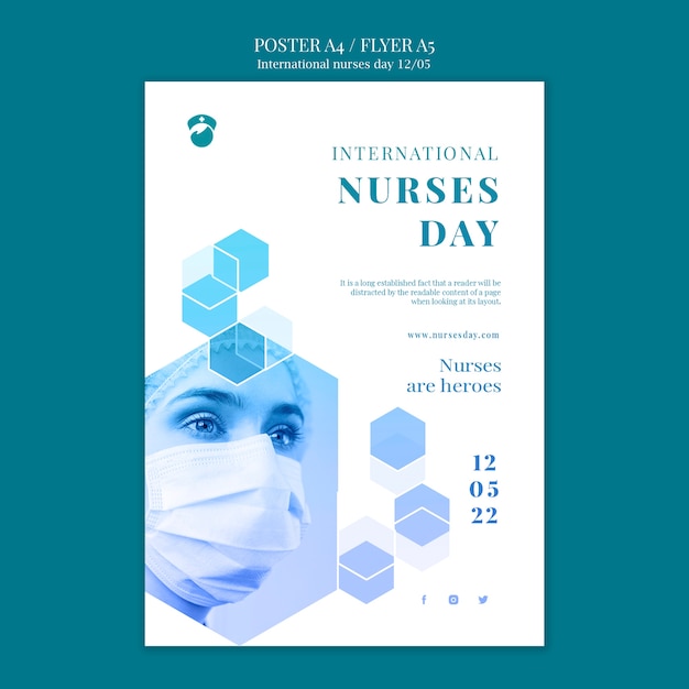 Bezpłatny plik PSD płaska konstrukcja międzynarodowego szablonu dnia pielęgniarek