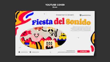 Bezpłatny plik PSD płaska konstrukcja muzyki pokazuje okładkę youtube