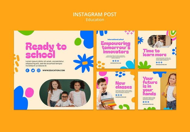 Płaska konstrukcja posty na instagramie koncepcja edukacji