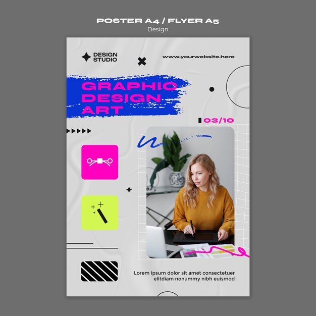 Płaska konstrukcja szablon plakat studio projektowe