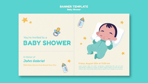 Płaska konstrukcja szablonu baby shower projektu banera