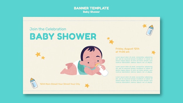 Płaska Konstrukcja Szablonu Baby Shower Projektu Banera