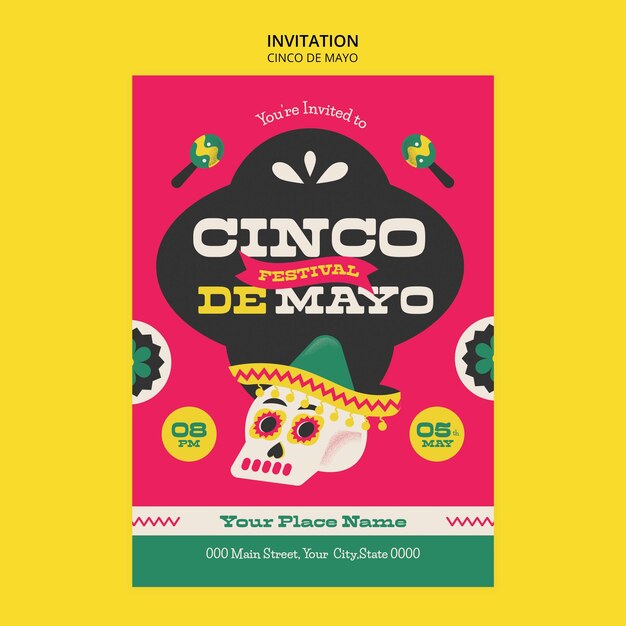 Płaska konstrukcja szablonu cinco de mayo