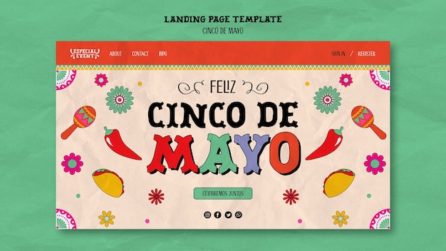 Płaska konstrukcja szablonu cinco de mayo